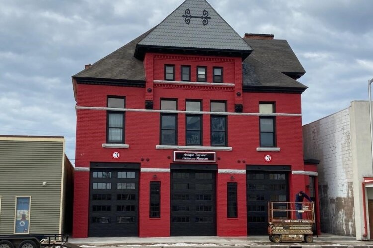 Much of the work on the outside of the Antique Toy and Firehouse Museum is completed. Now, workers are focused on the interior. (Photo courtesy of the Antique Toy and Firehouse Museum)