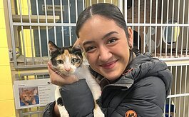 Harbor Humane Society is expanding its ways of helping people keep their pets with them during a crisis by adding a staff position, a community outreach manager. Here, a staff member poses with one of the cats housed at HHS.