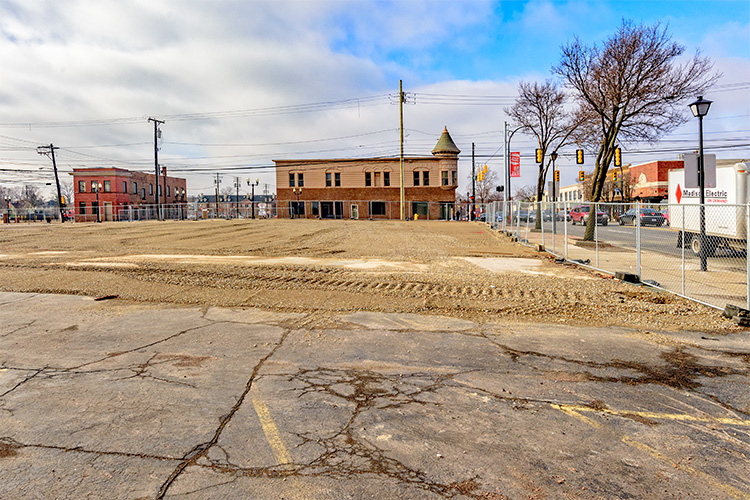 Site of future Ford mixed use development. Photo by Doug Coombe.