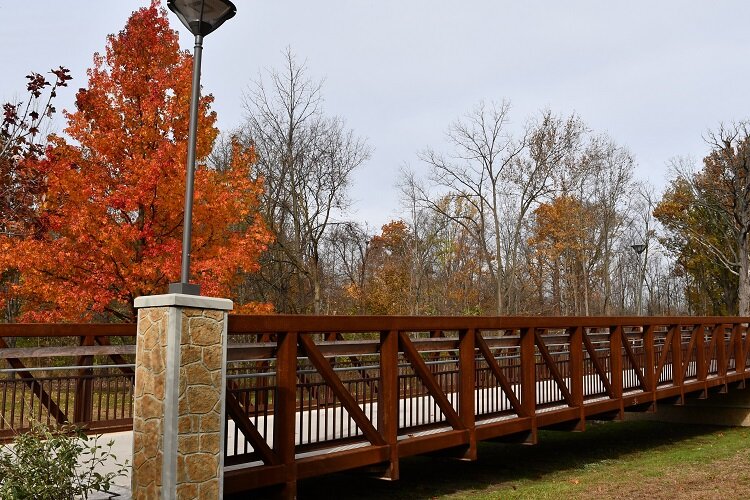 A bridge at Dodge Park in Sterling Heights.