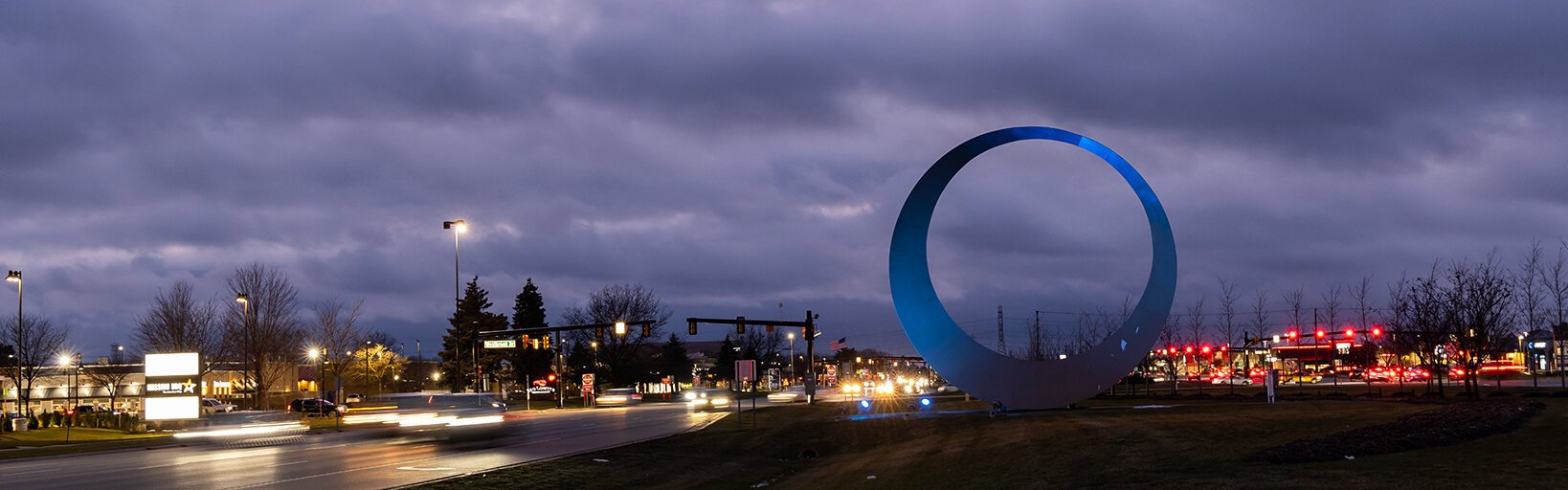 Sterling Heights lit up The Halo in blue and white for the Detroit Lions