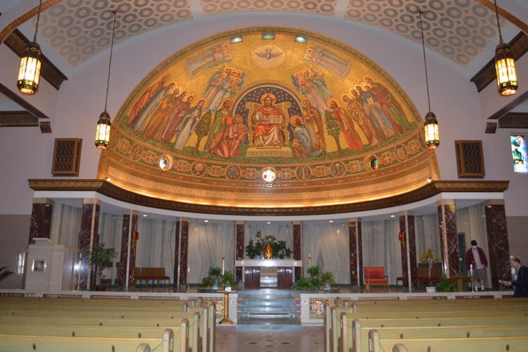 Artist Andrew R. Maglia, regarded for his work with mosaics and stained glass, created this 1,300 square-foot mosaic within the apse dome at Detroit’s St. Matthew Parish.