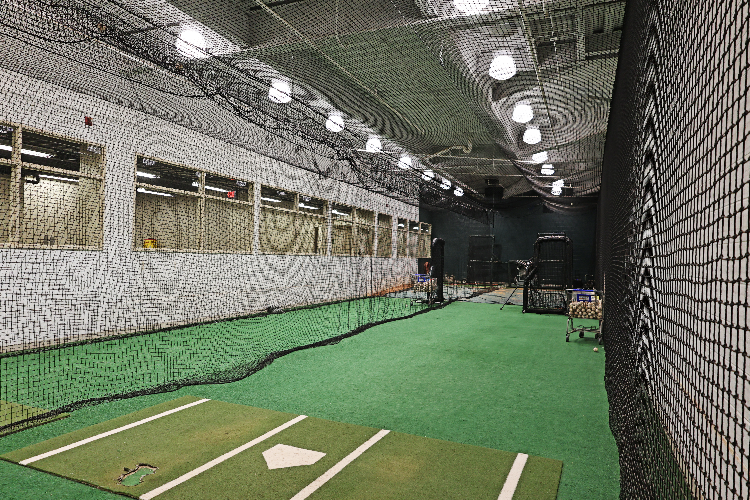 Indoor batting cage at Dow Diamond
