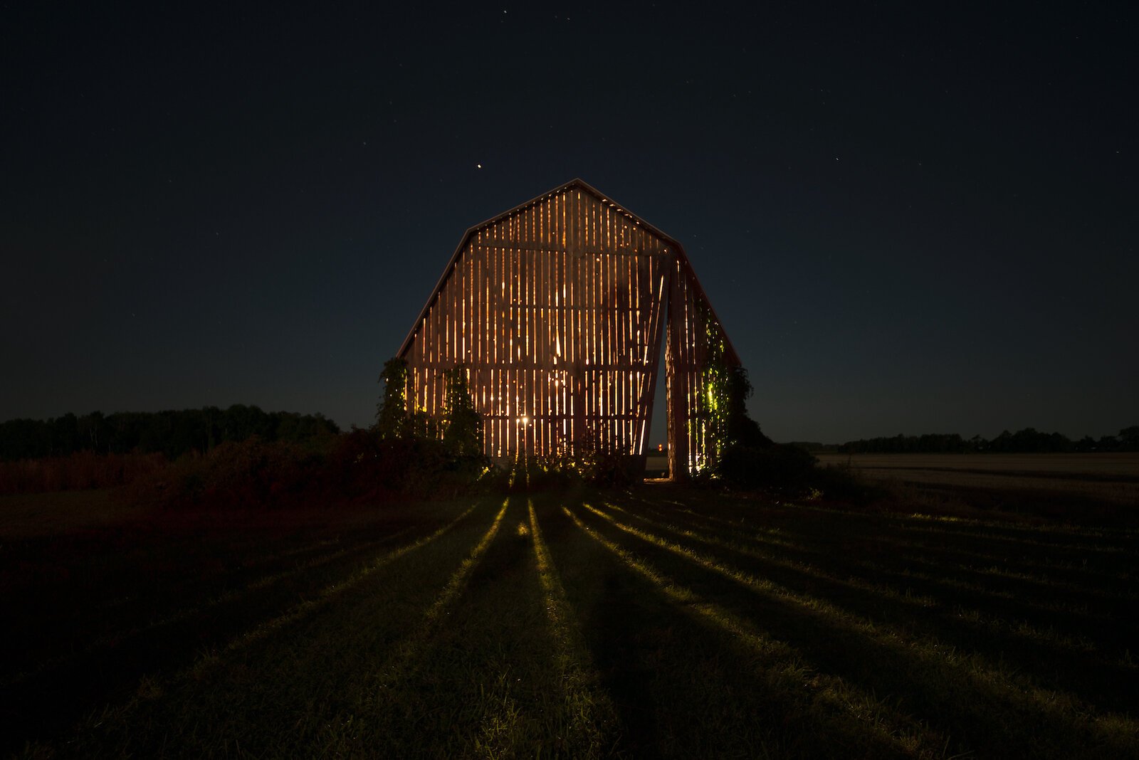 Artist Catie Newell's Secret Sky barn project in rural Hume Township.