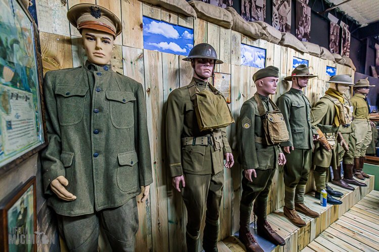 Various uniforms from World War I.