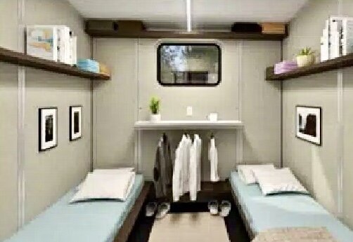 Here is a look inside a two-person modular unit.