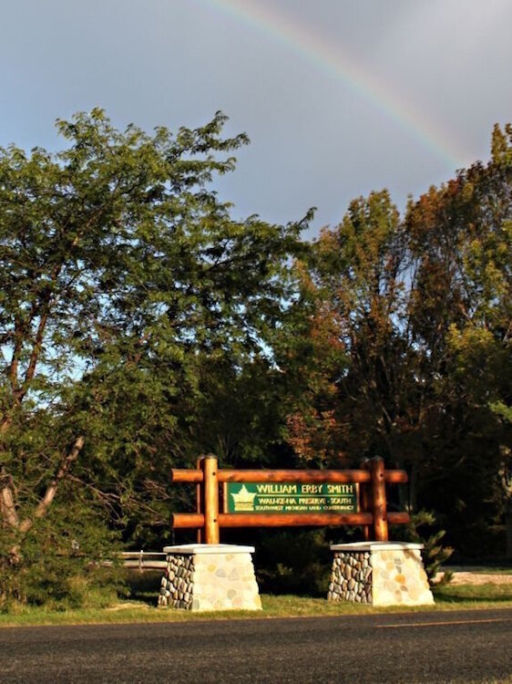 A rainbow shines Wau-Ke-Na William Erby Smith Preserve. Soon trees will be planted there to restore the forest.