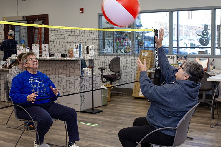 Community members participate in chair volleyball, one of the recreational programs offered through St. Clair County Council on Aging. 