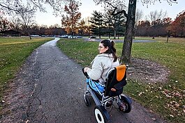 Marisa Spain, 27, is a power wheelchair user with Facioscapulohumeral muscular dystrophy (FSH), a progressive hereditary disease that causes muscle weakness in several areas of the body.