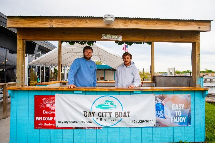 Jonah Joppich (left) and Jared Greshow (right), friends for nearly 30 years, founded Bay City Boat Rental together this year.