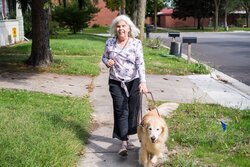 Cheryl Wade walking dog