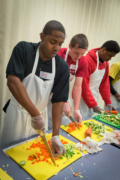 Learning prep skills at the Community Kitchen