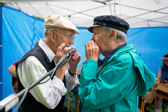 A harmonica duo at the Dixboro Farmers' Market