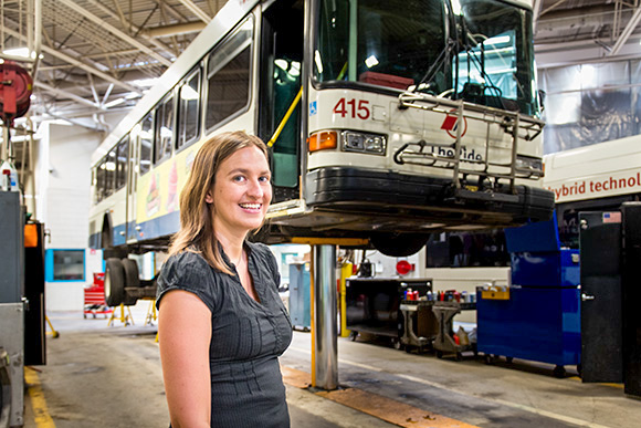 Gillian Ream Gainsley at the AAATA service garage