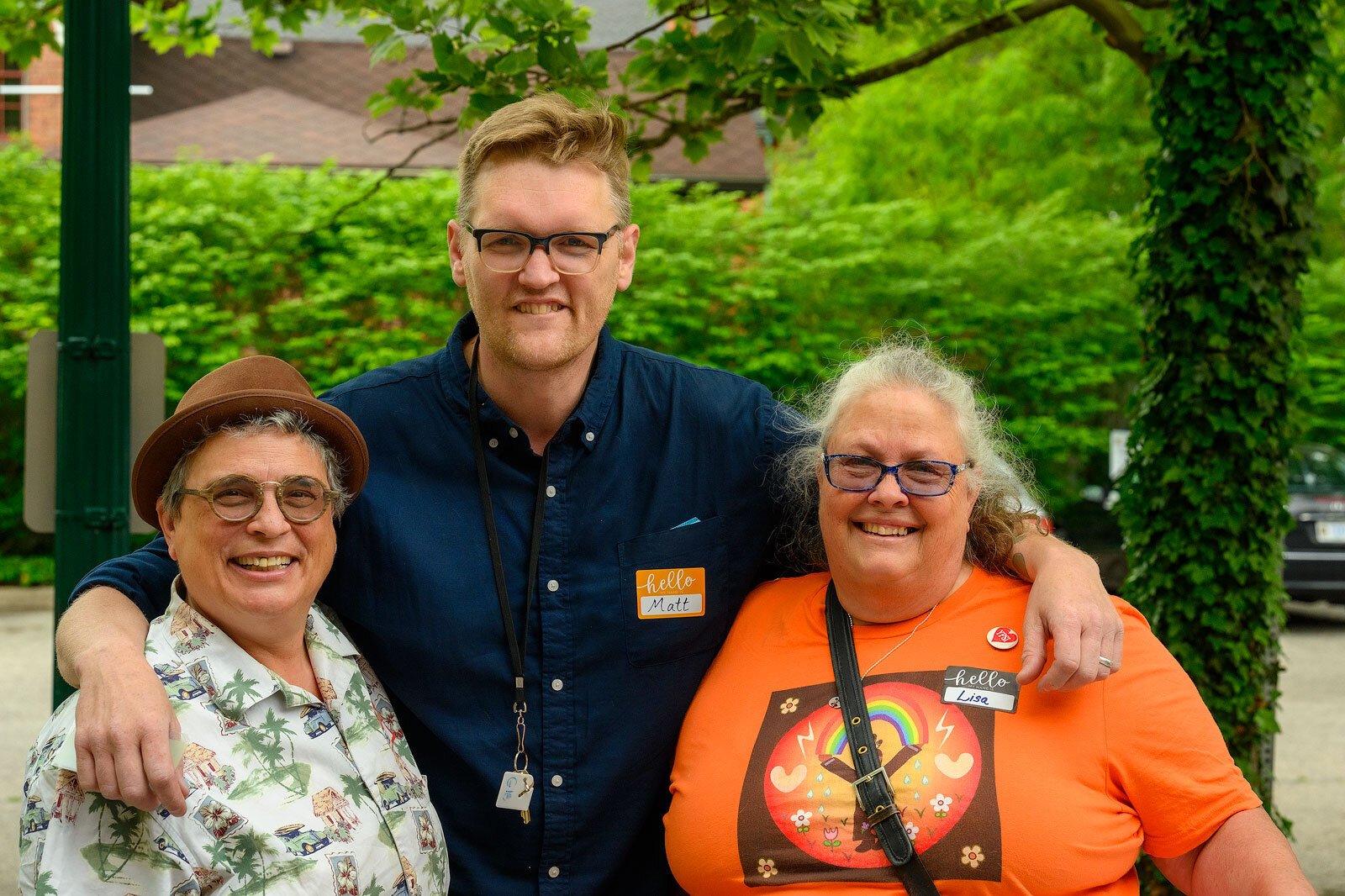 Beth Bashert, Matt Jones, and Lisa Bashert at  the Eastern Michigan University Archives memory swap.