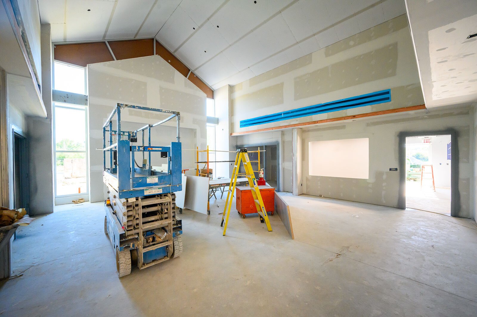 The Ypsilanti District Library's new branch in Superior Township under construction.