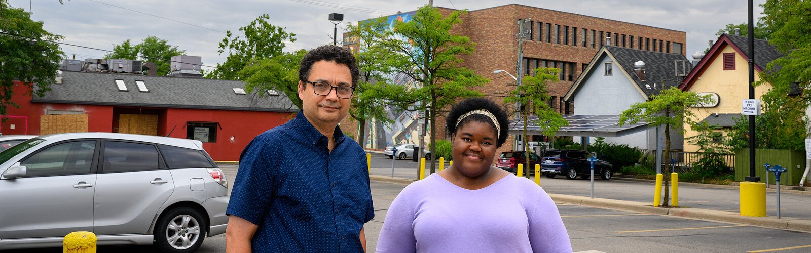 Matthew Countryman and Jenny Jones in front of the future location of the Catherine Street Project.