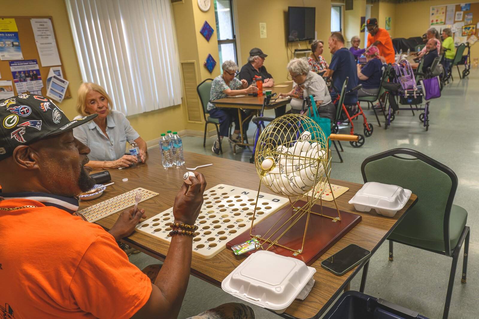 Billy Cole running the bingo game at Chidester Place.