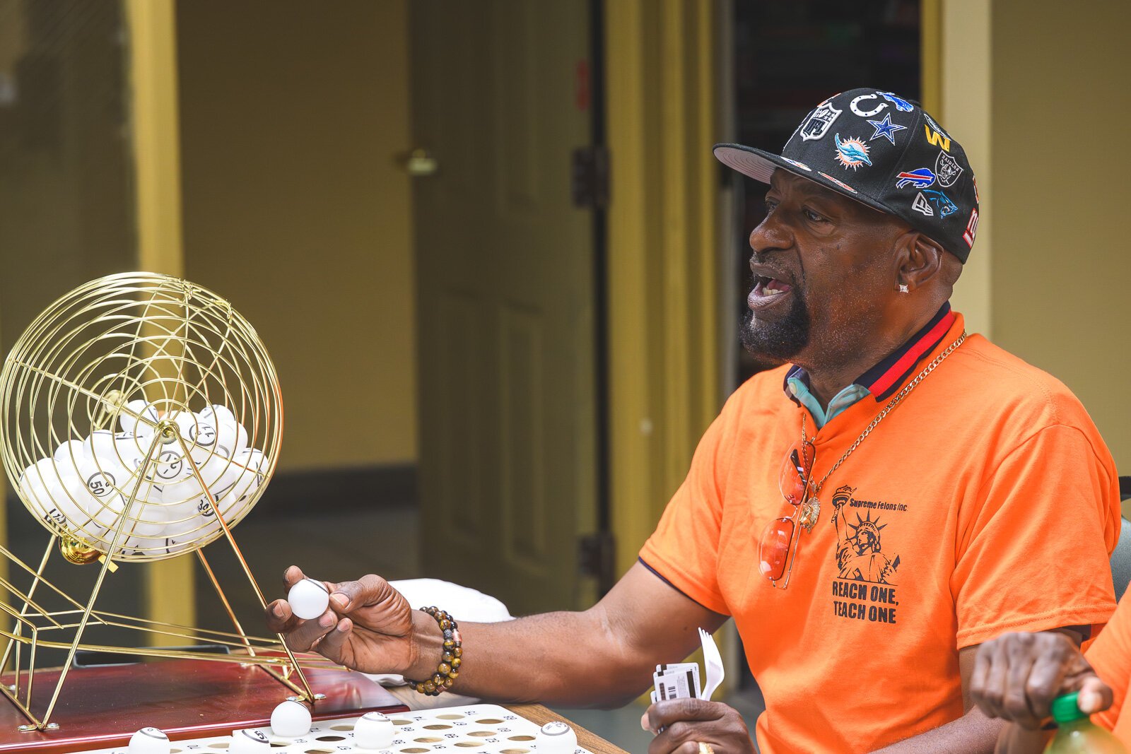 Billy Cole running the bingo game at Chidester Place.