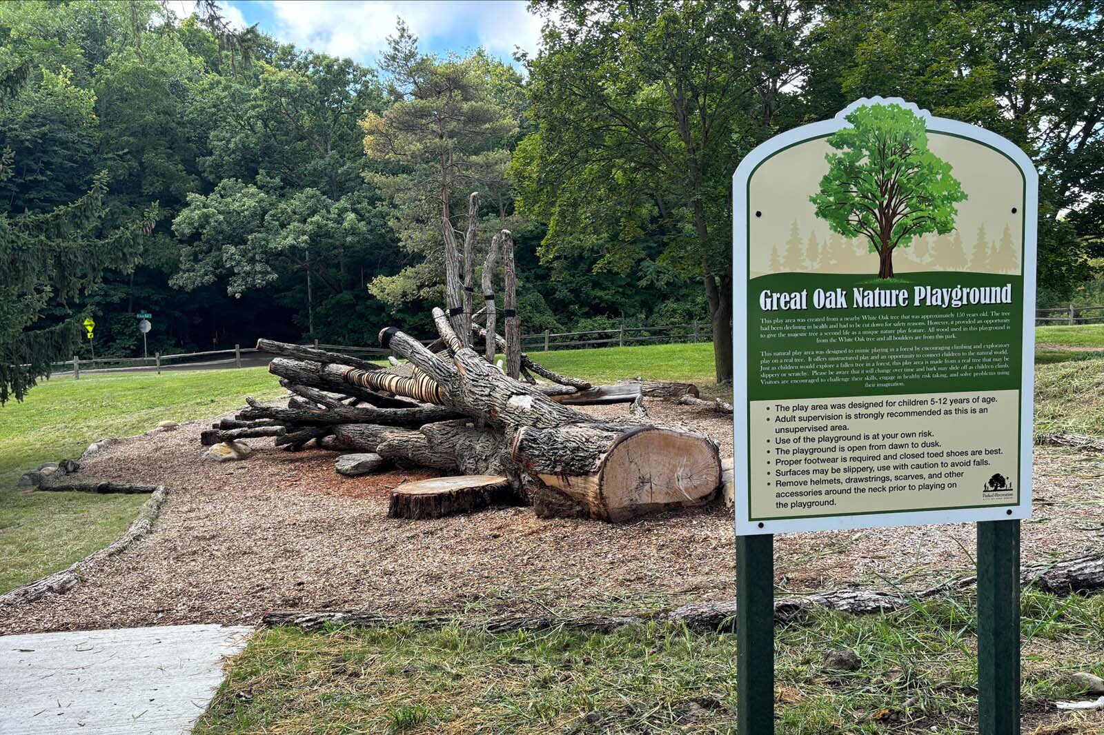 The new Great Oak Nature Playground at Barton Nature Area.