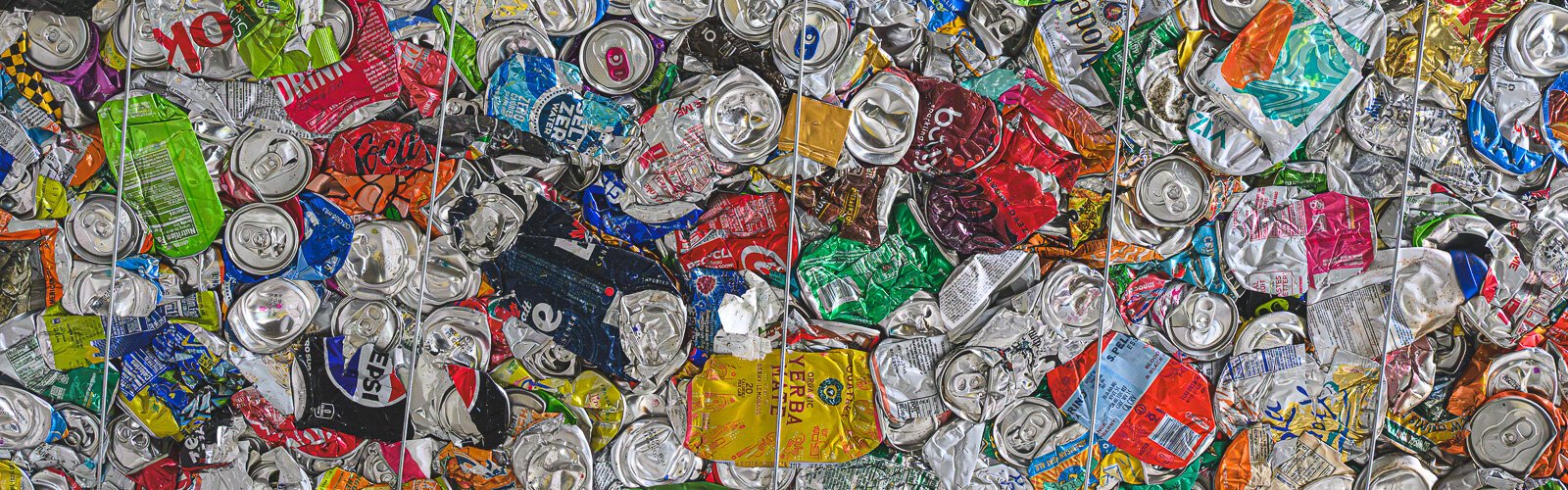 Recycled cans at Ann Arbor's Material Recycling Facility.