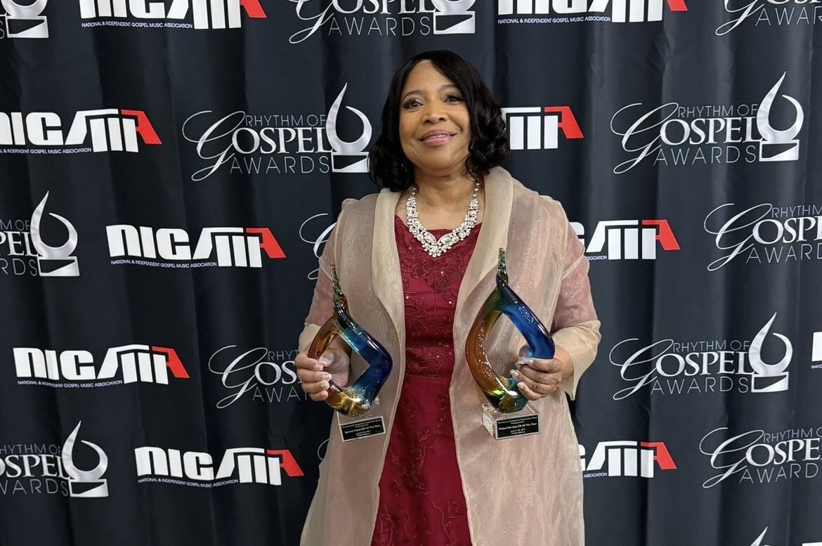 Sherry Young with her Rhythm of Gospel Awards.