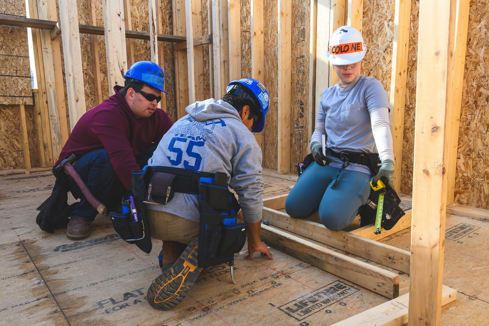 Ann Arbor Student Building Industry Program students working on a house on Sedgewood Lane in Ann Arbor.