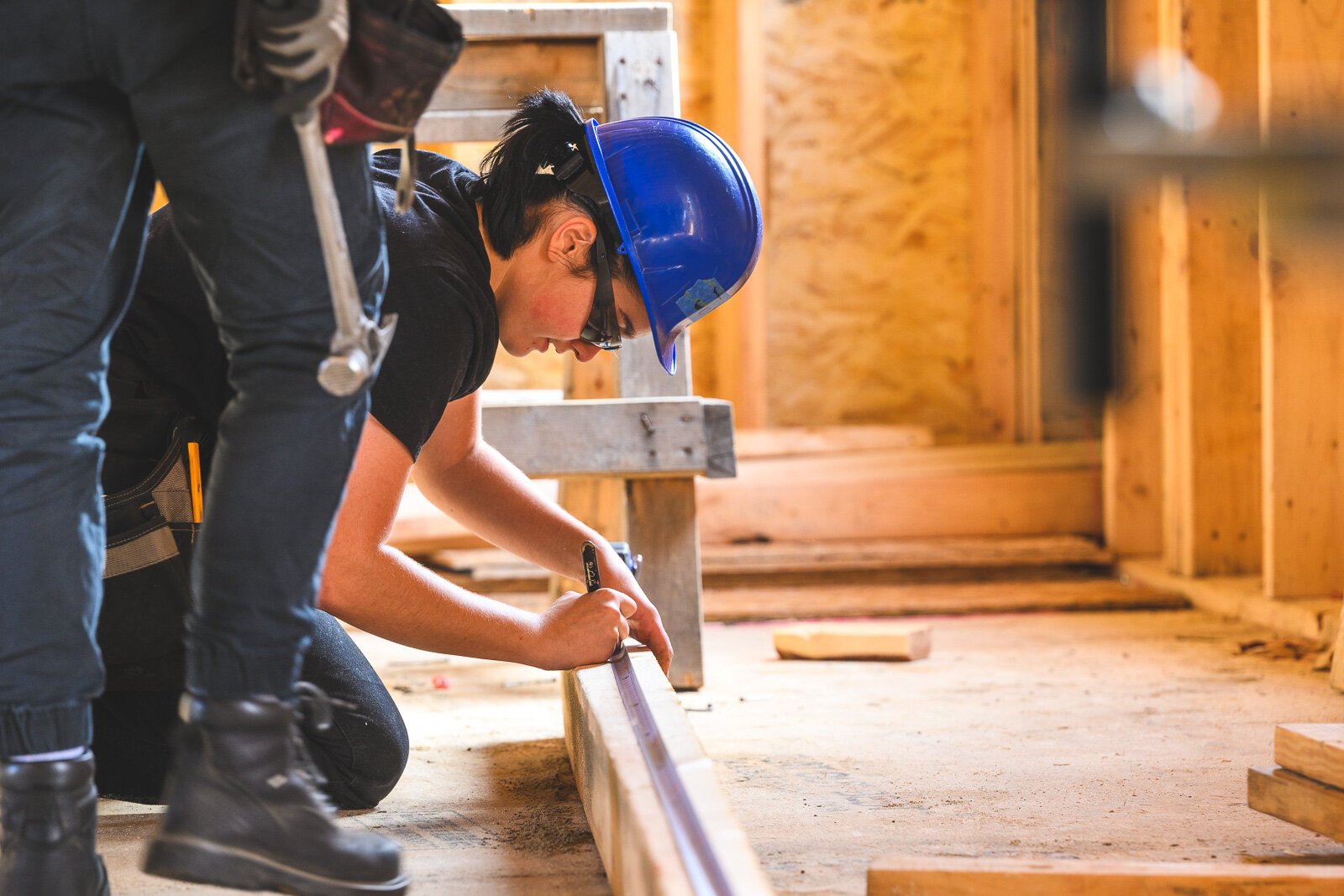 Ann Arbor Student Building Industry Program students working on a house on Sedgewood Lane in Ann Arbor.