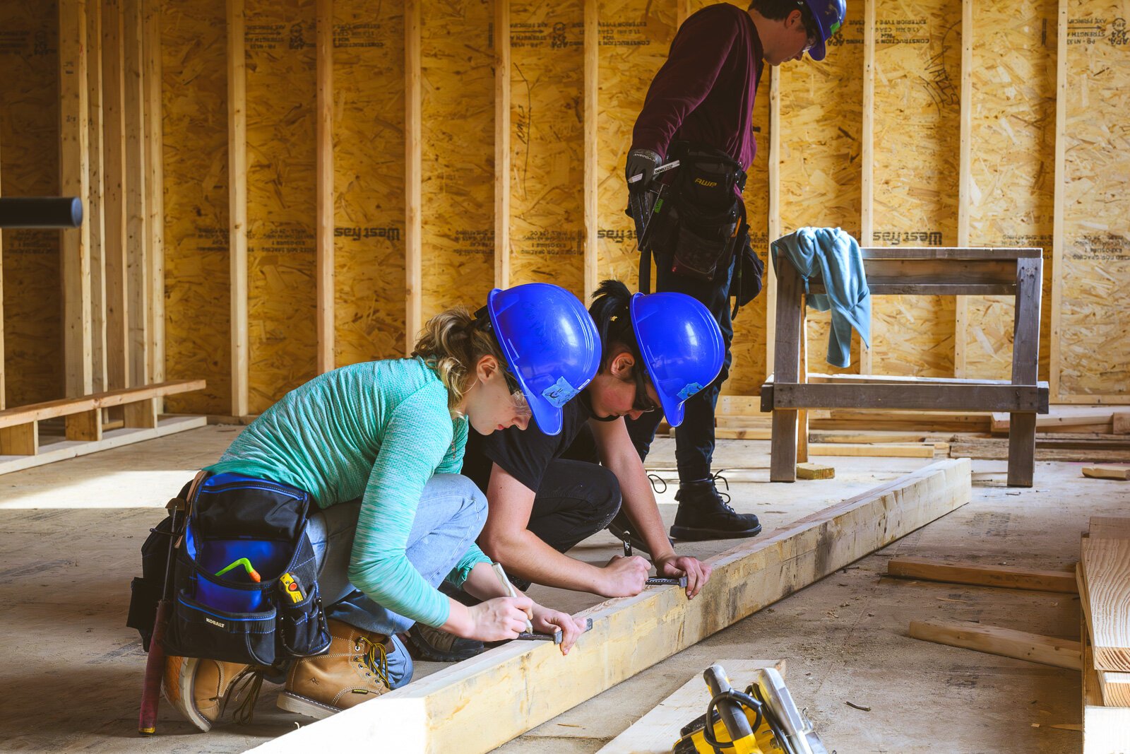 Ann Arbor Student Building Industry Program students working on a house on Sedgewood Lane in Ann Arbor.