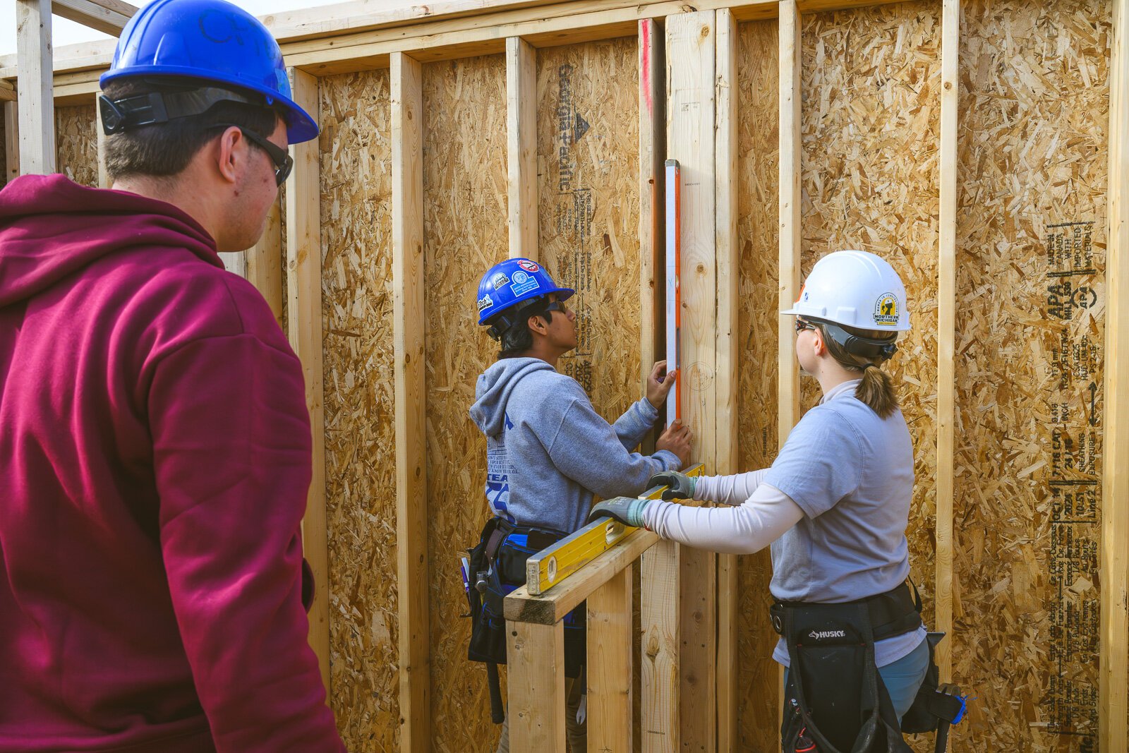 Ann Arbor Student Building Industry Program students working on a house on Sedgewood Lane in Ann Arbor..