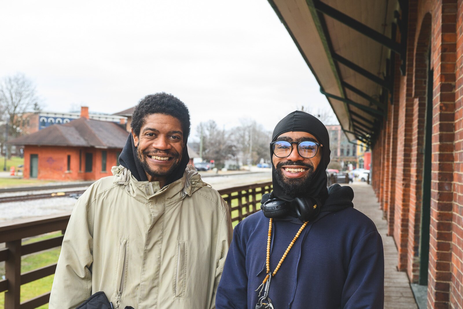 David Bradley and Shihab Jackson at the Ypsilanti Freighthouse daytime warming center.