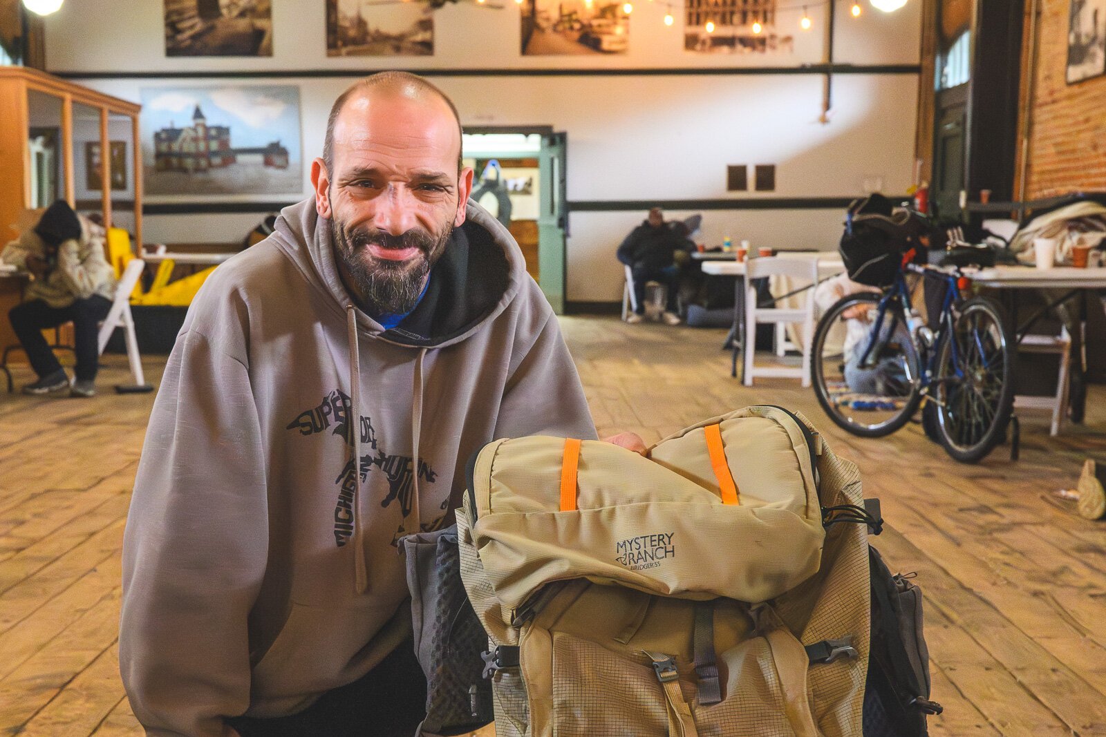 Doug at the Ypsilanti Freighthouse daytime warming center.