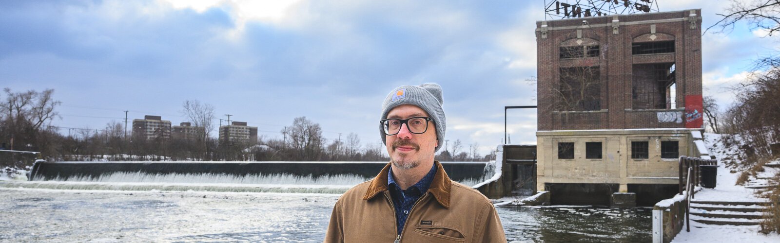 Ypsilanti City Manager Andrew Hellenga at the Peninsular Dam.