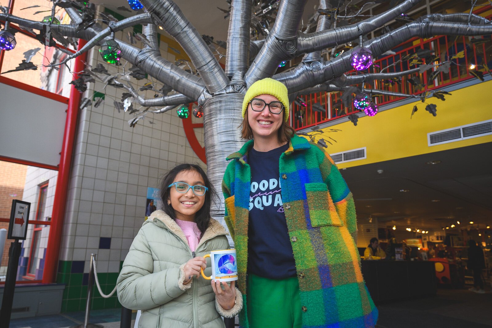 Swara Goyal and Kaila Piepkow at the Ann Arbor Hands-On Museum.