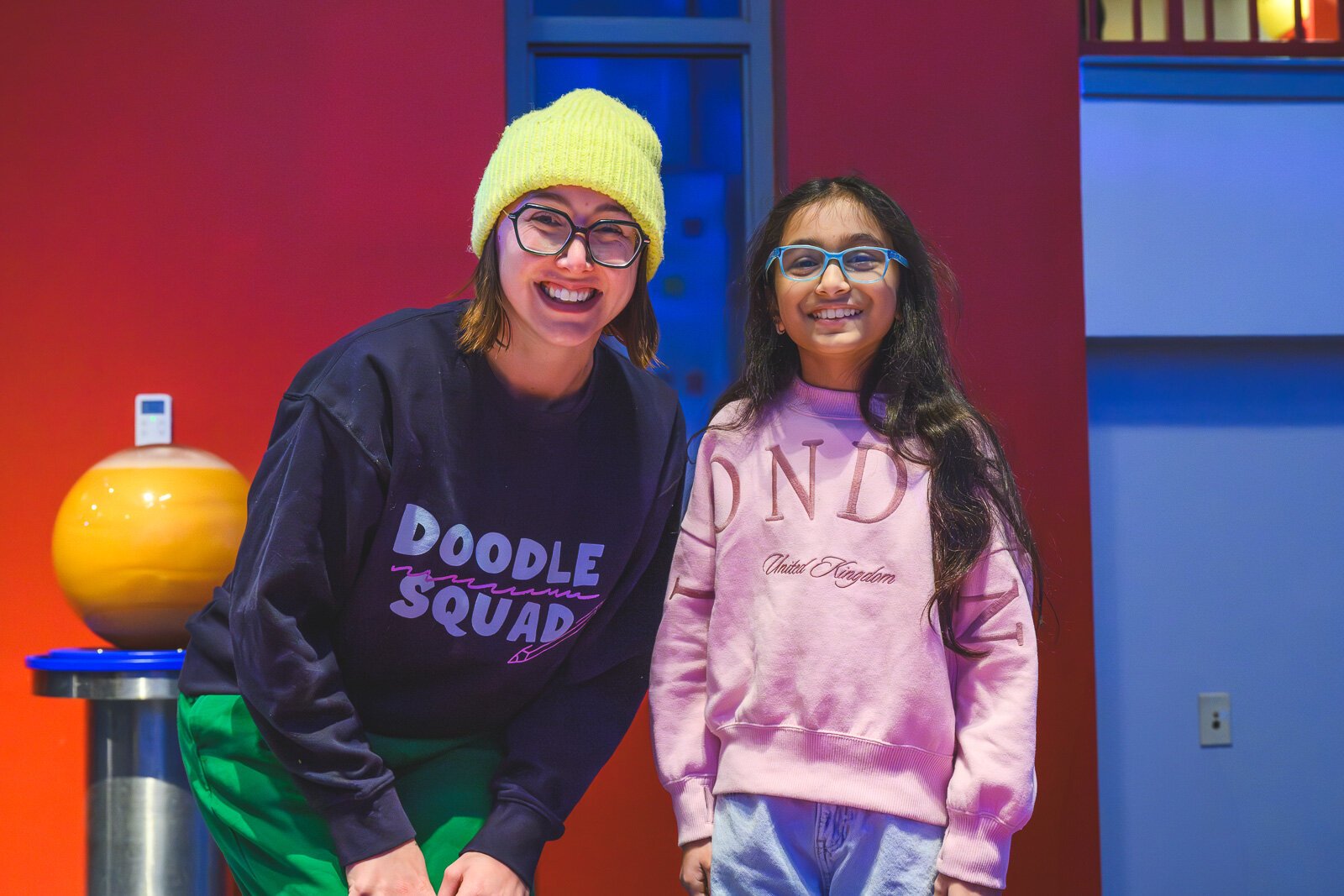 Kaila Piepkow and Swara Goyal at the Ann Arbor Hands-On Museum.