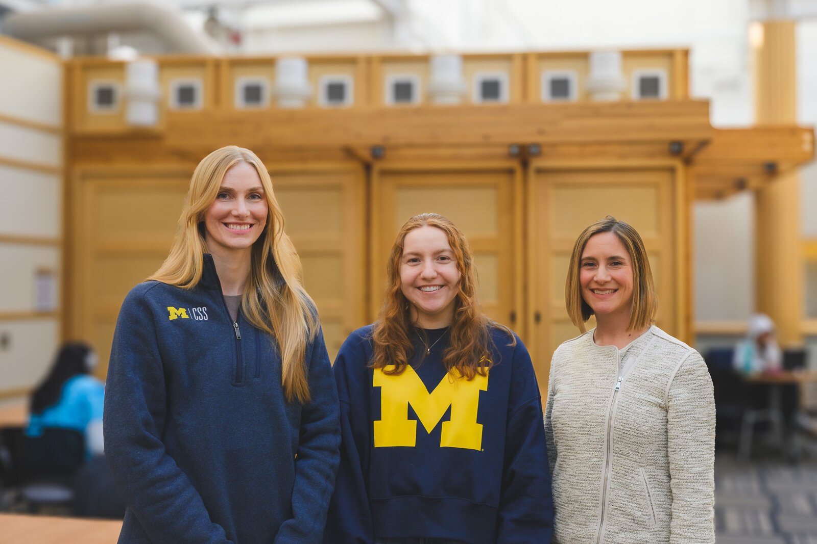 Center for Sustainable Systems grad students Molly Russell and Paige Greenberg with Associate Director Shoshannah Lenski.