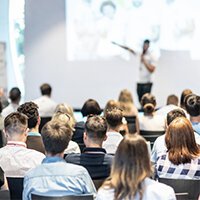 Teachers and educators at a conference