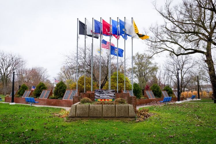 The first Michigan Vietnam Veterans Memorial is located in Mt. Pleasant, honoring Michigan military members’ sacrifice and service.