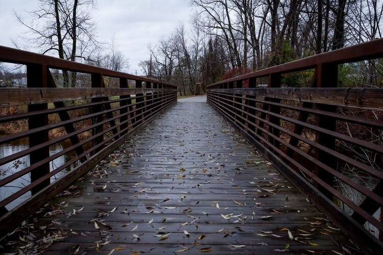 The footbridge over the Chippewa River was constructed by the local chapter of Vietnam Veterans and volunteers in Phase I of the project.