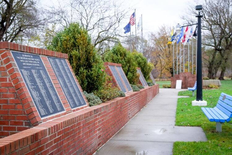 In Phase II of the Vietnam Veterans Memorial, Al Tucker, Mt. Pleasant educator and Vietnam Veteran, designed the memorial wall and flag gallery. 