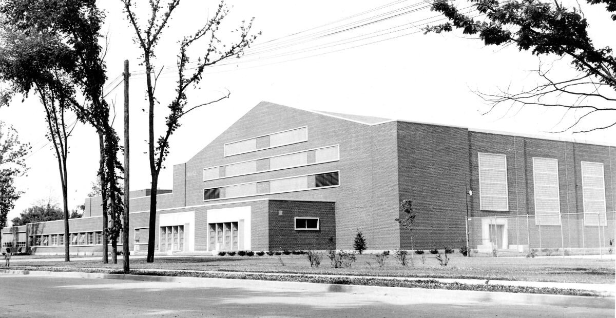 Finch Fieldhouse in 1950 upon its completion.