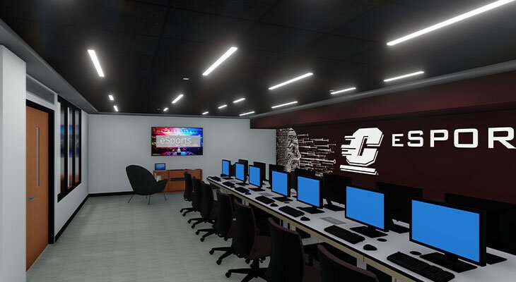 A rendering of the future esports area at Central Michigan University