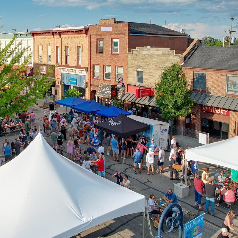 Aerial view of The Bird Bar and Grill 90th Anniversary Celebration