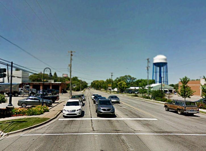 Current lane configuration on Pickard between Mission and Bradley features two lanes of vehicle traffic in both directions