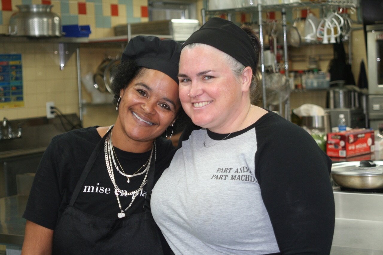 Carmelina Capozzoli and Chef Kim Marks-Ball in the training kitchen at Zaman International