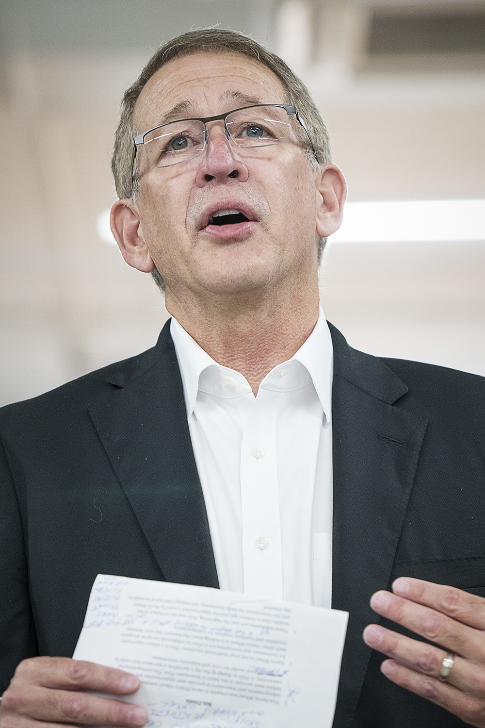 Flint, MI - Thursday, June 22, 2018: Skypoint Ventures founder and co-owner Phil Hagerman speaks to the crowd at The Ferris Wheel in Downtown Flint.