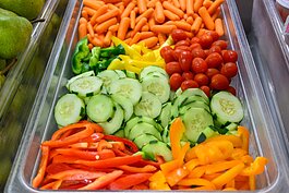 Michigan produce at the lunch counter at George Long Elementary School in Grass Lake.