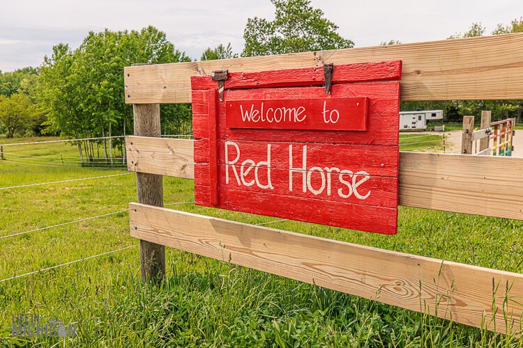 The welcome sign at the Red Horse Center for Collaborative Learning in Fennville.