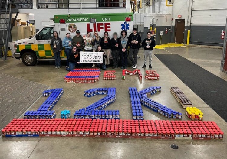 An Allegan County vocational class collected 1,275 jars of peanut butter for the Allegan County Community Foundation peanut butter drive last year.