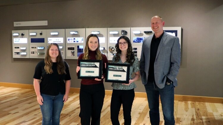 Gentex Chemist Ally Torres, Scholarship Winner Briella Beemer, Scholarship Winner Regan Keesler, Gentex VP of Human Resources Seth Bushouse